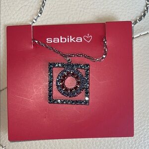 Sabika Black and Silver Pendant Necklace